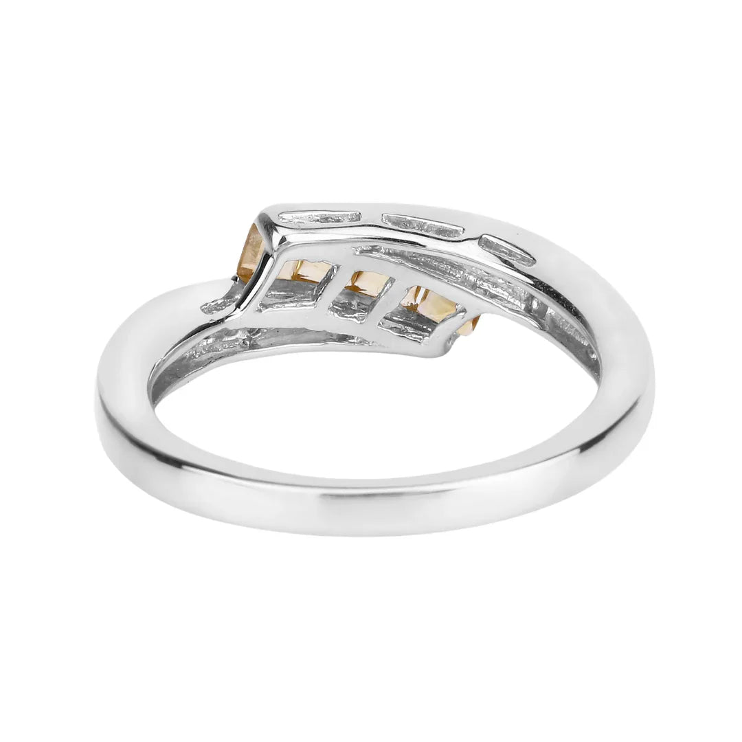 Citrine and White Topaz Bypass Ring