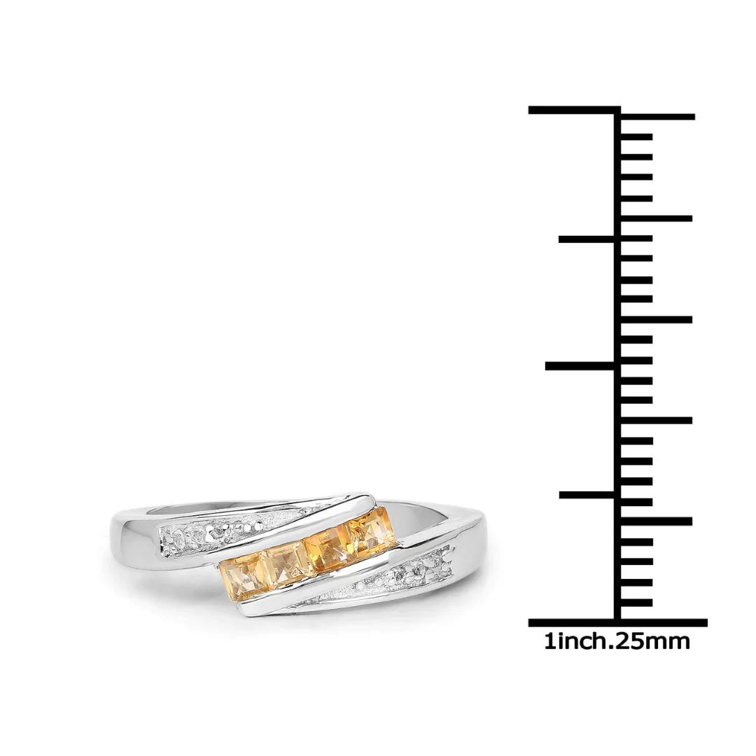Citrine and White Topaz Bypass Ring