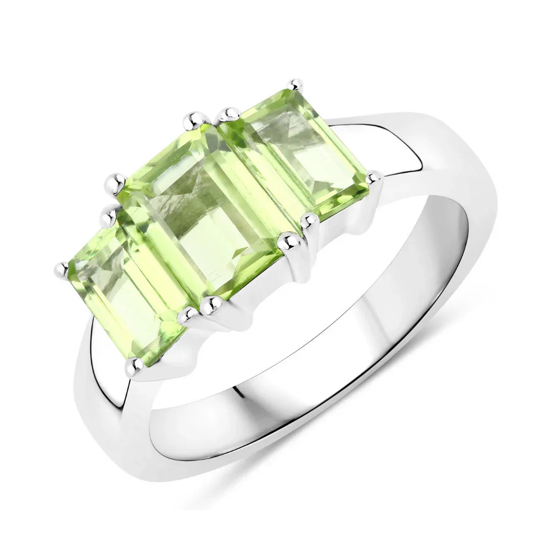 Genuine Peridot 3 Stone Ring