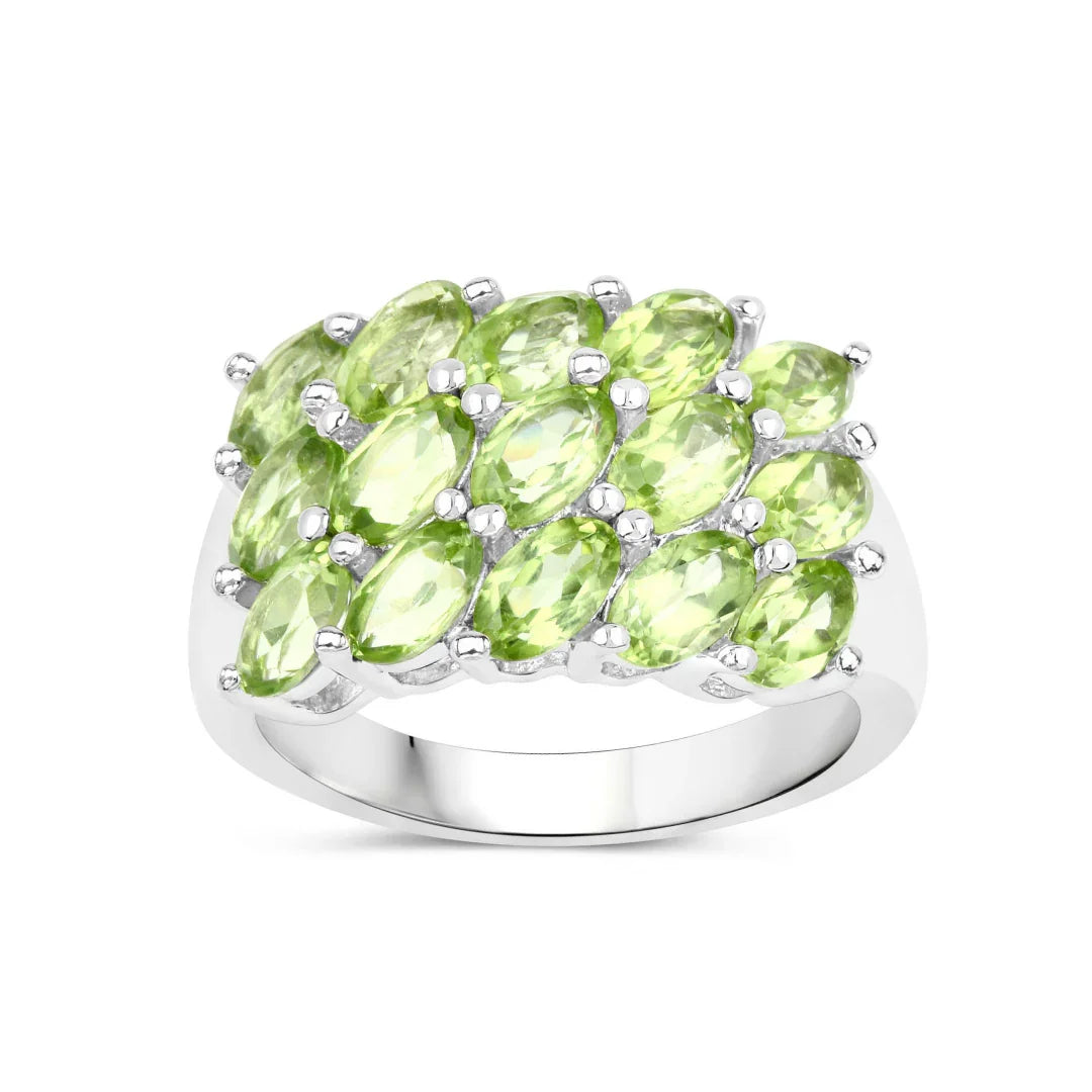 Genuine Peridot Cluster Ring