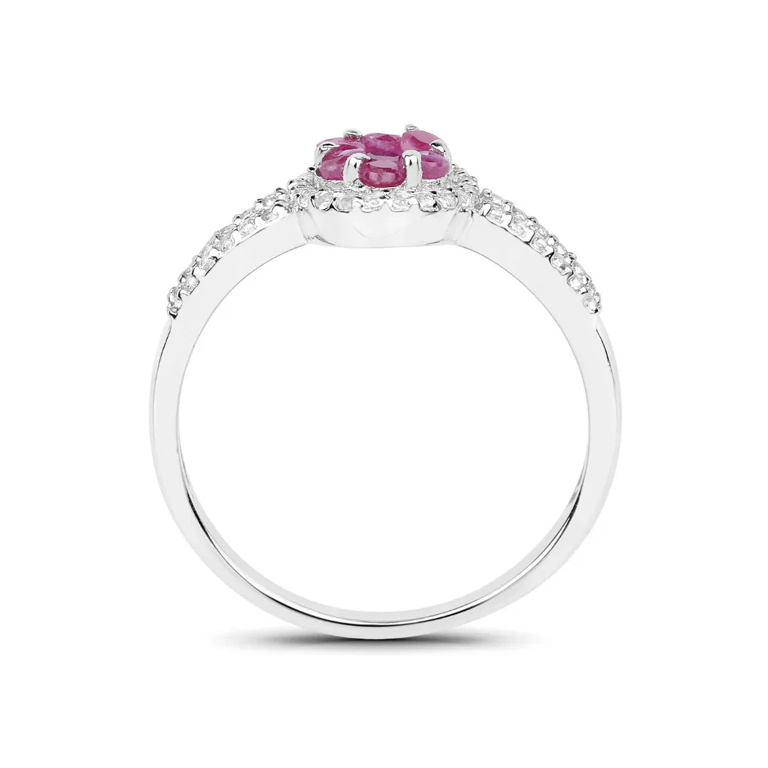 Genuine Red Ruby Halo Ring