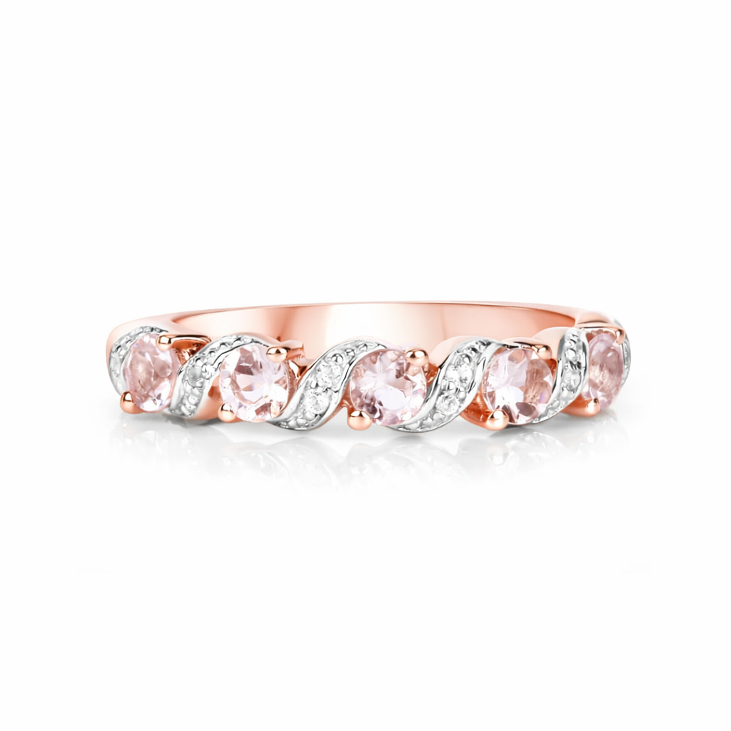 Peach Genuine Morganite 5 Stone Ring Fine Color Jewels