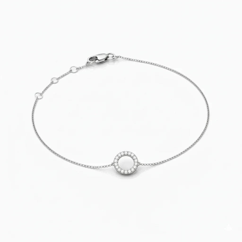 Mini Block Initial Diamond Bracelet Gold