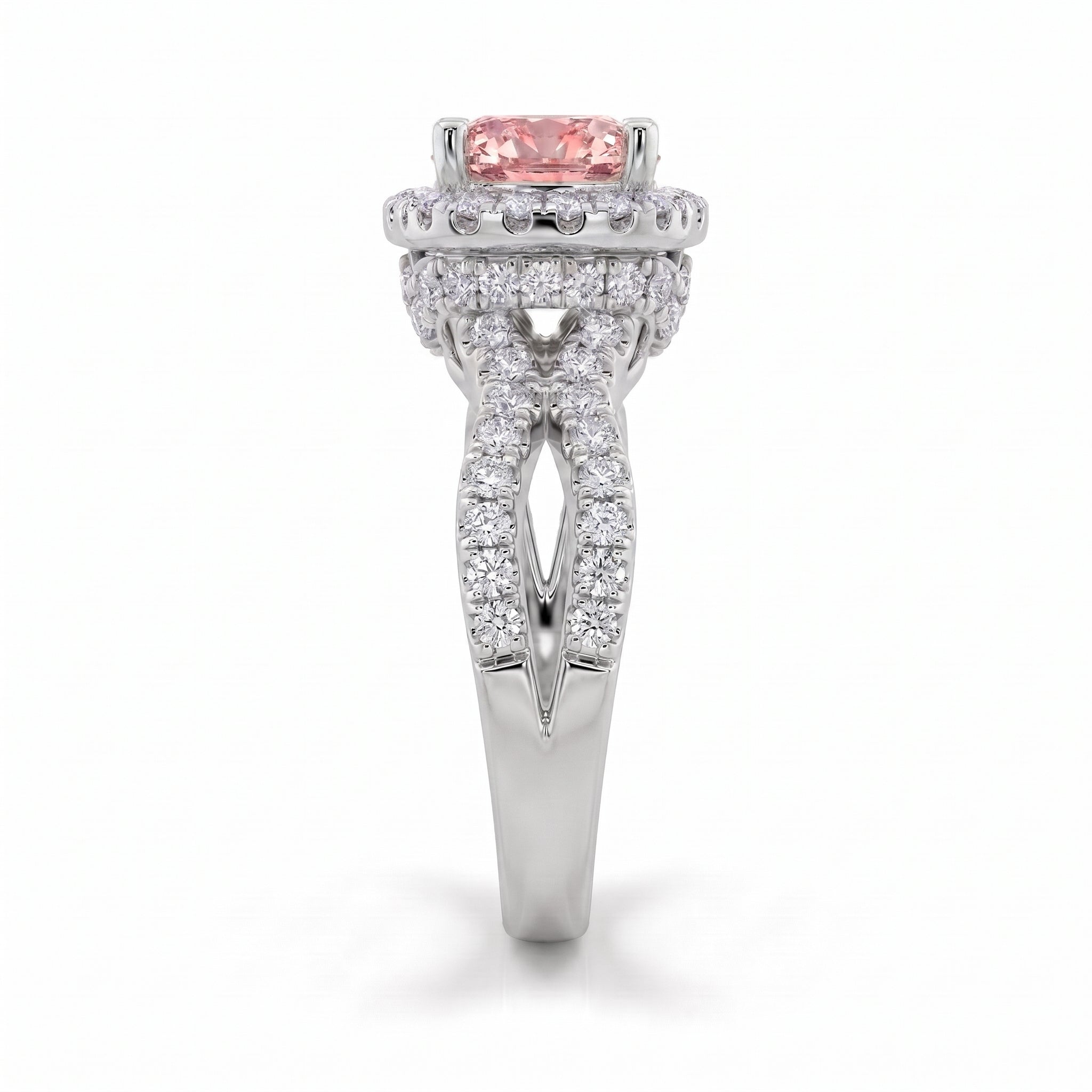 2Cttw Cushion Shaped Pink Lab Grown Diamond (F/VS) Engagement Ring 14K Gold