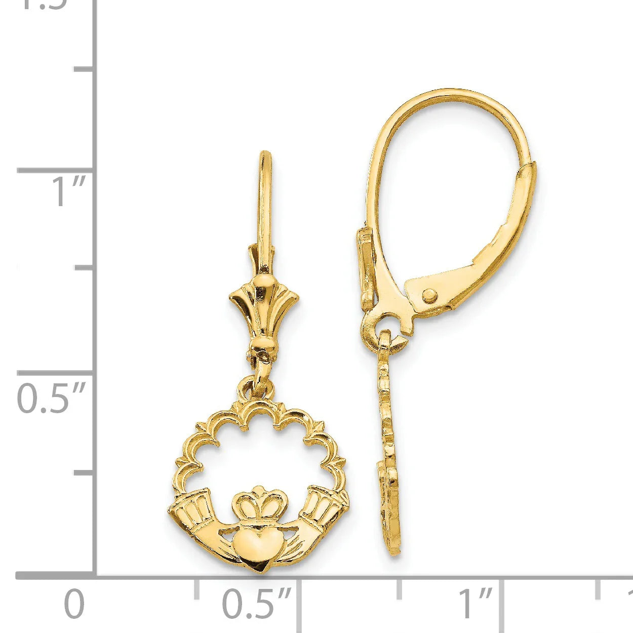 14K Claddagh in Circle Drop & Dangle Earring Fine Color Jewels affordable real gold earrings, best first mothers day gift, claddagh earrings, Drop Earrings, drop earrings gold, first mothers day gift ideas, first mothers day gift ideas from husband, first time mothers day gifts, gold claddagh earrings, gold Jewelry, irish claddagh earrings, Mother's Day Gift Ideas for Wife from Husband, mother's day gifts for first time moms, Mother's Day Gifts from Husband, QG
