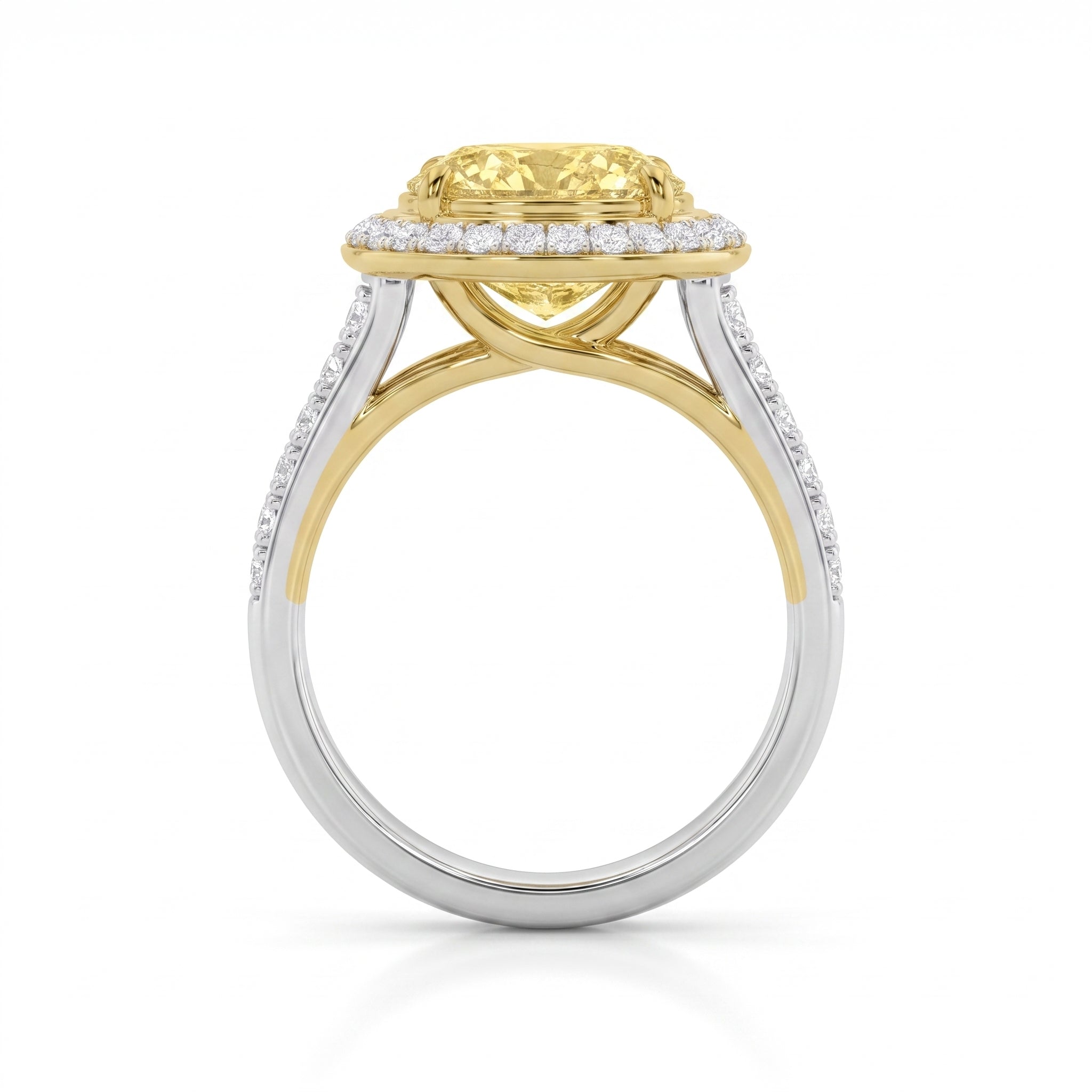 3.5Cttw Oval Shaped Yellow Lab Grown Diamond (F/VS) Bold Accented Statement Halo Engagement Ring 14K Gold