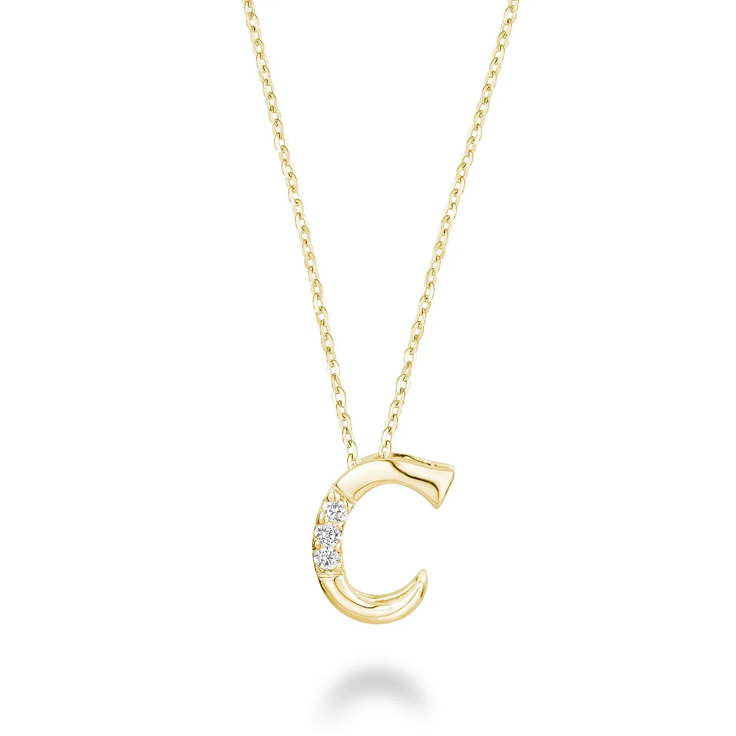 Product Image of Mini Diamond Initials Necklace C Letter Yellow Gold