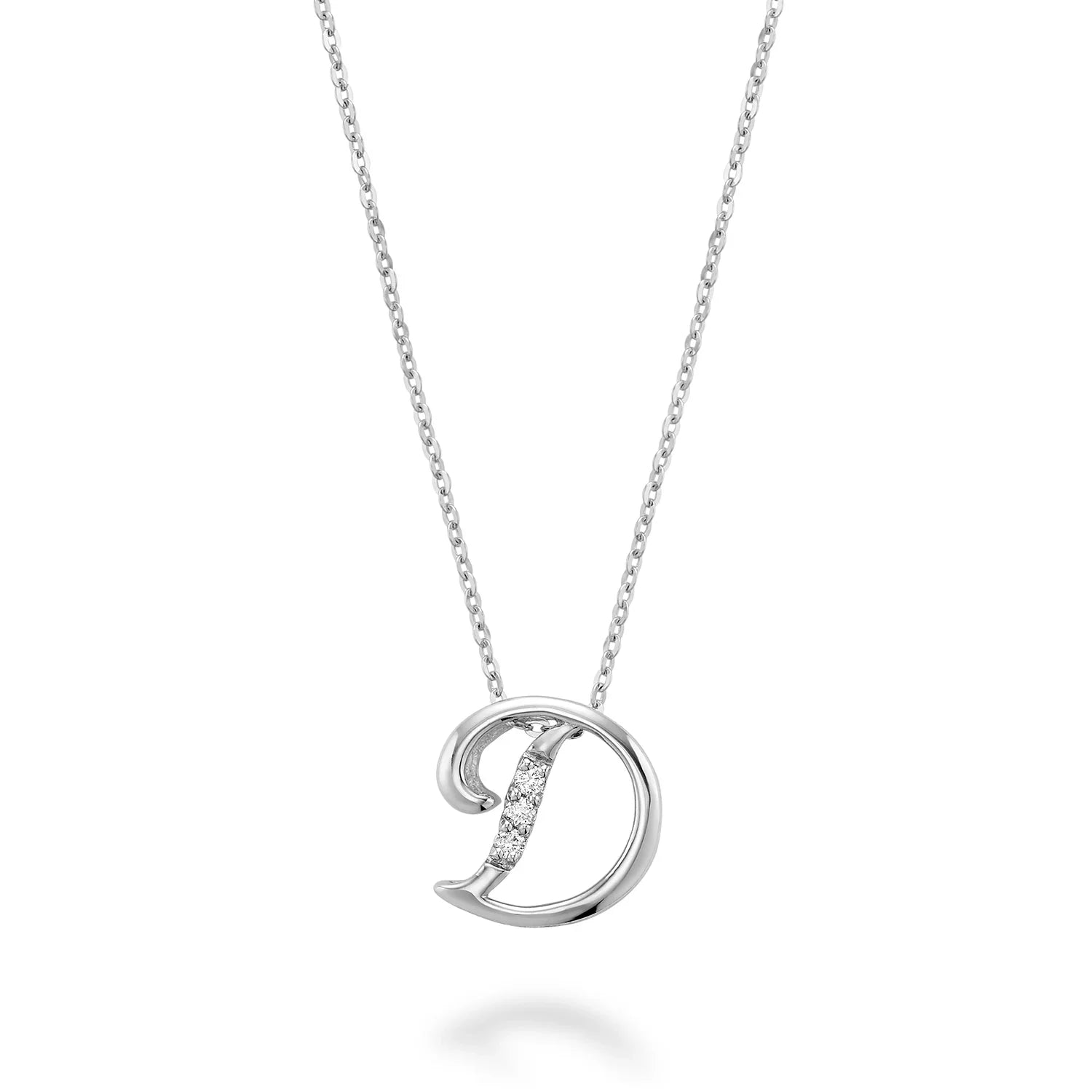 Product Image of Mini Diamond Initials Necklace D Letter White Gold