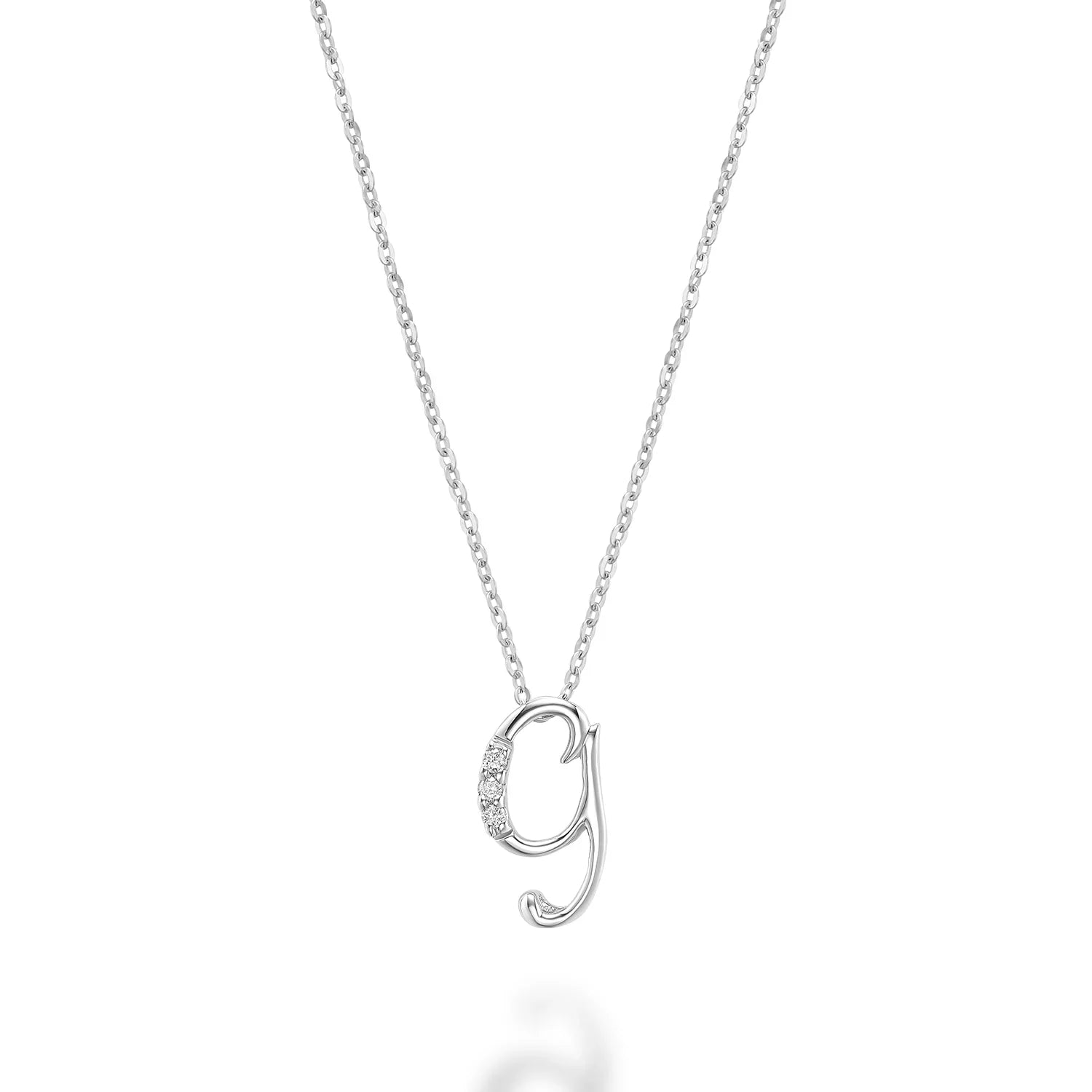 Product Image of Mini Diamond Initials Necklace G Letter White Gold