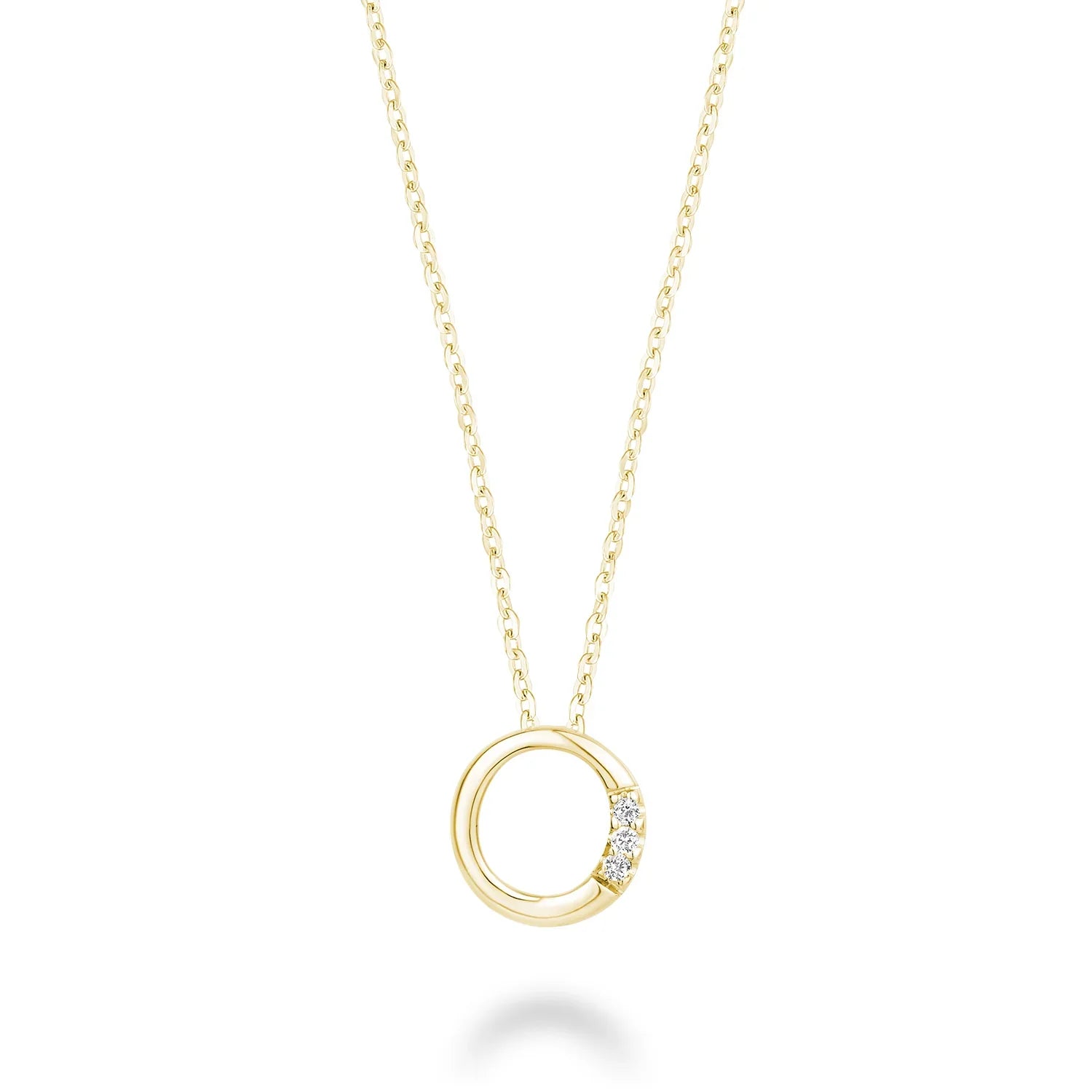 Product Image of Mini Diamond Initials Necklace O Letter Yellow Gold