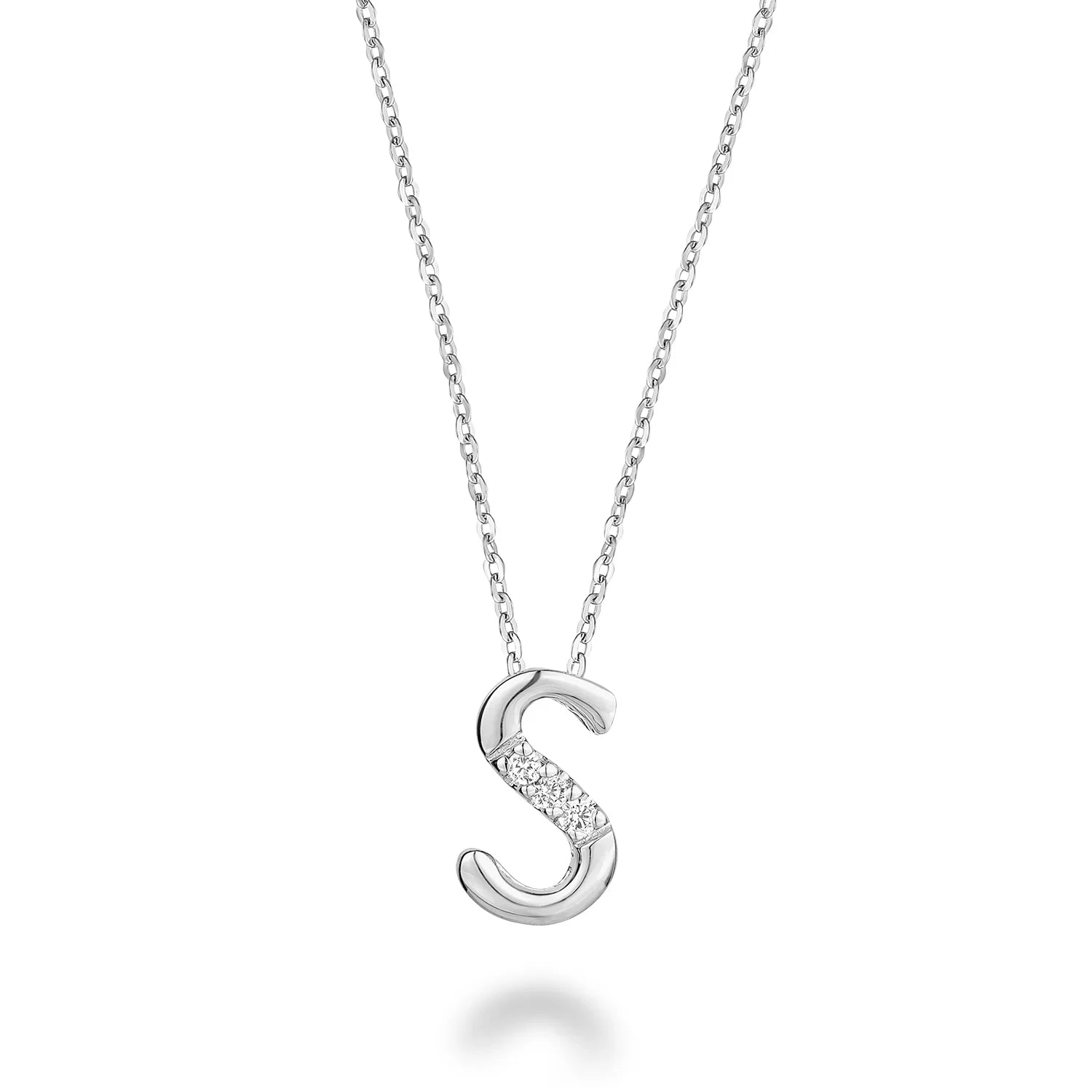 Product Image of Mini Diamond Initials Necklace S Letter White Gold