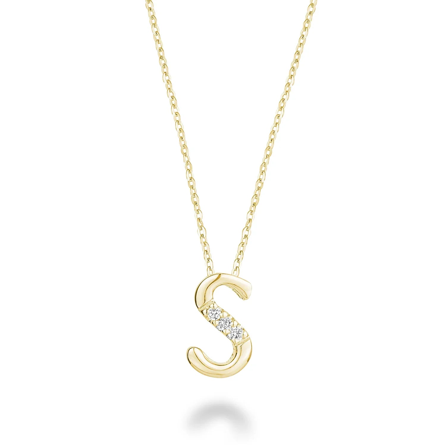 Product Image of Mini Diamond Initials Necklace S Letter Yellow Gold
