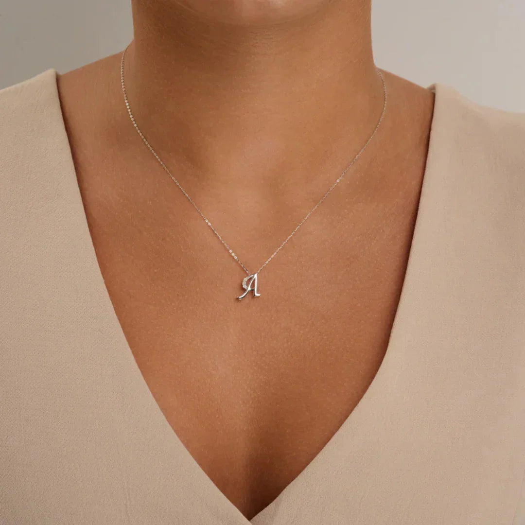 10K Gold Mini Diamond Initials Necklace