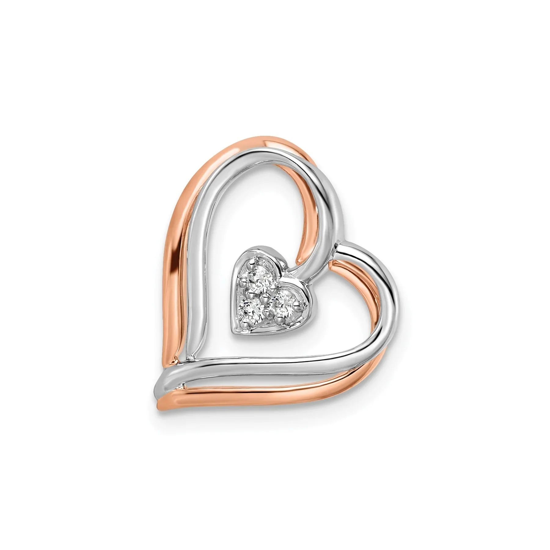 14K Two Tone Gold Interlocking Hearts Pendant