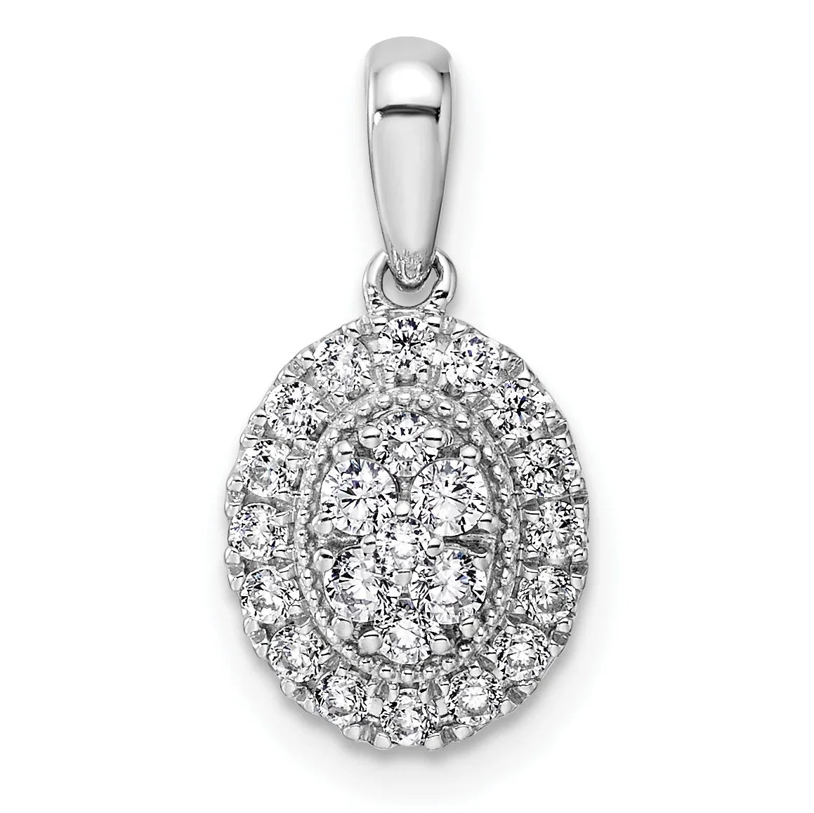 14K White Gold Lab Diamond Oval Cluster Pendant