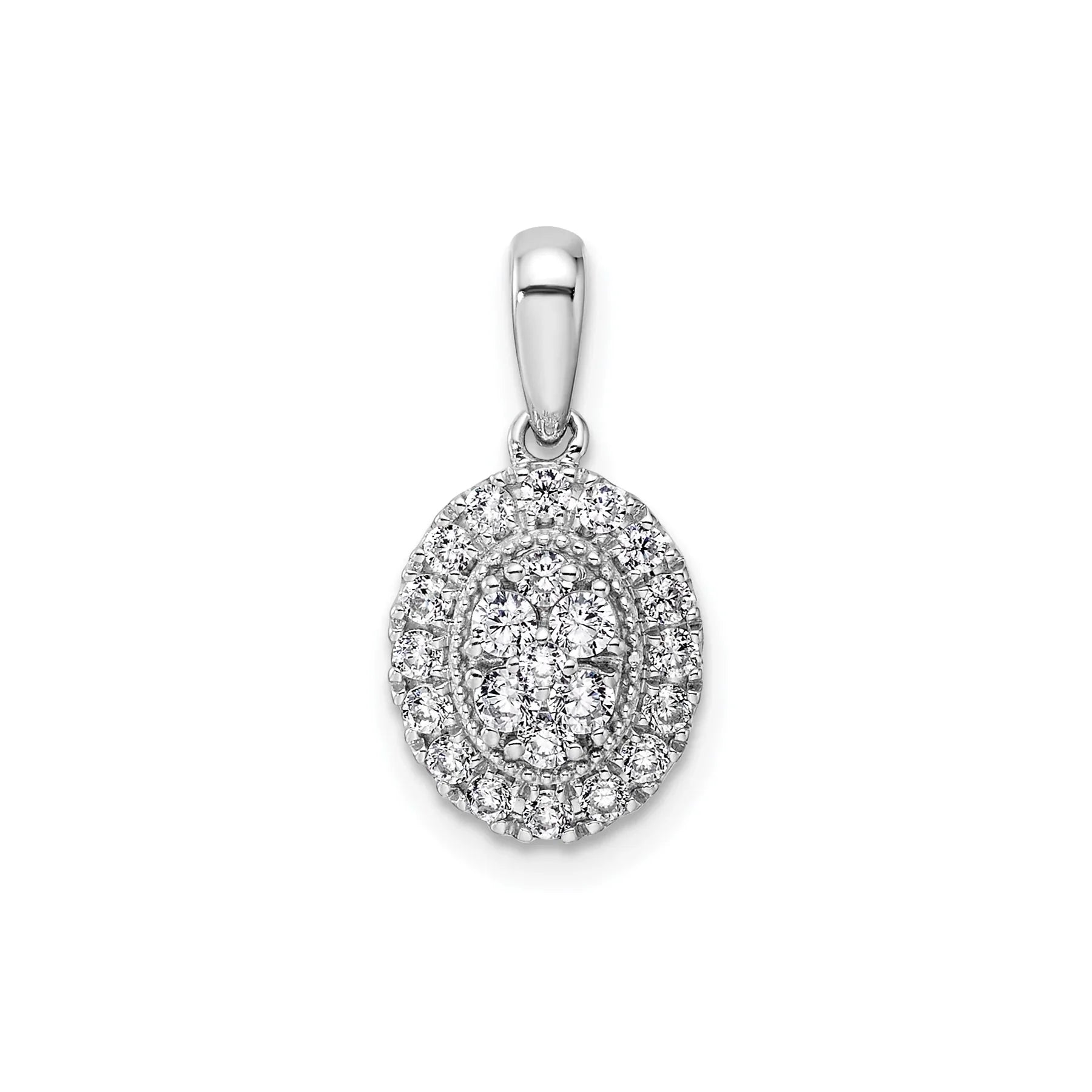 14K White Gold Lab Diamond Oval Cluster Pendant