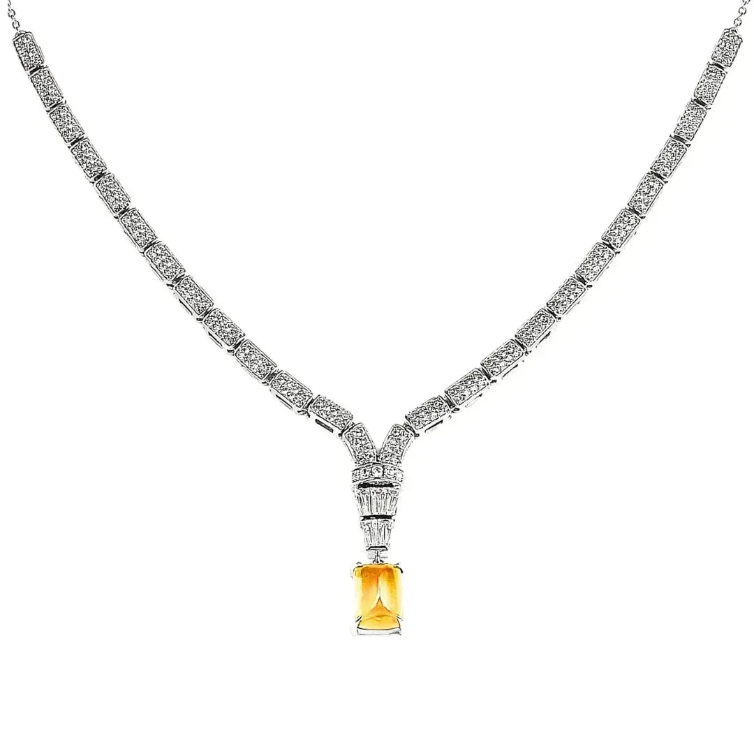 Natural Citrine Art Deco Necklace