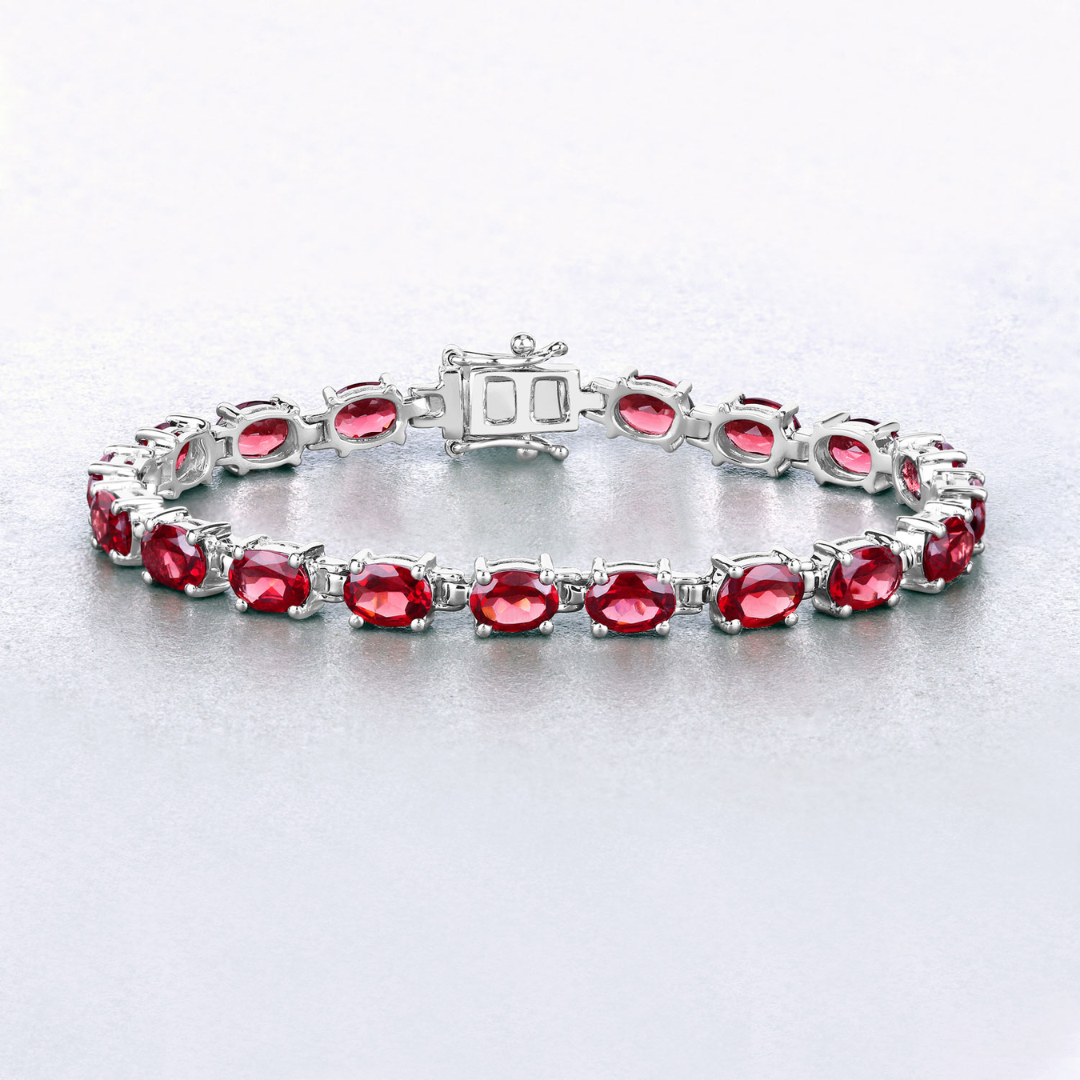 Natural Garnet Tennis Bracelet