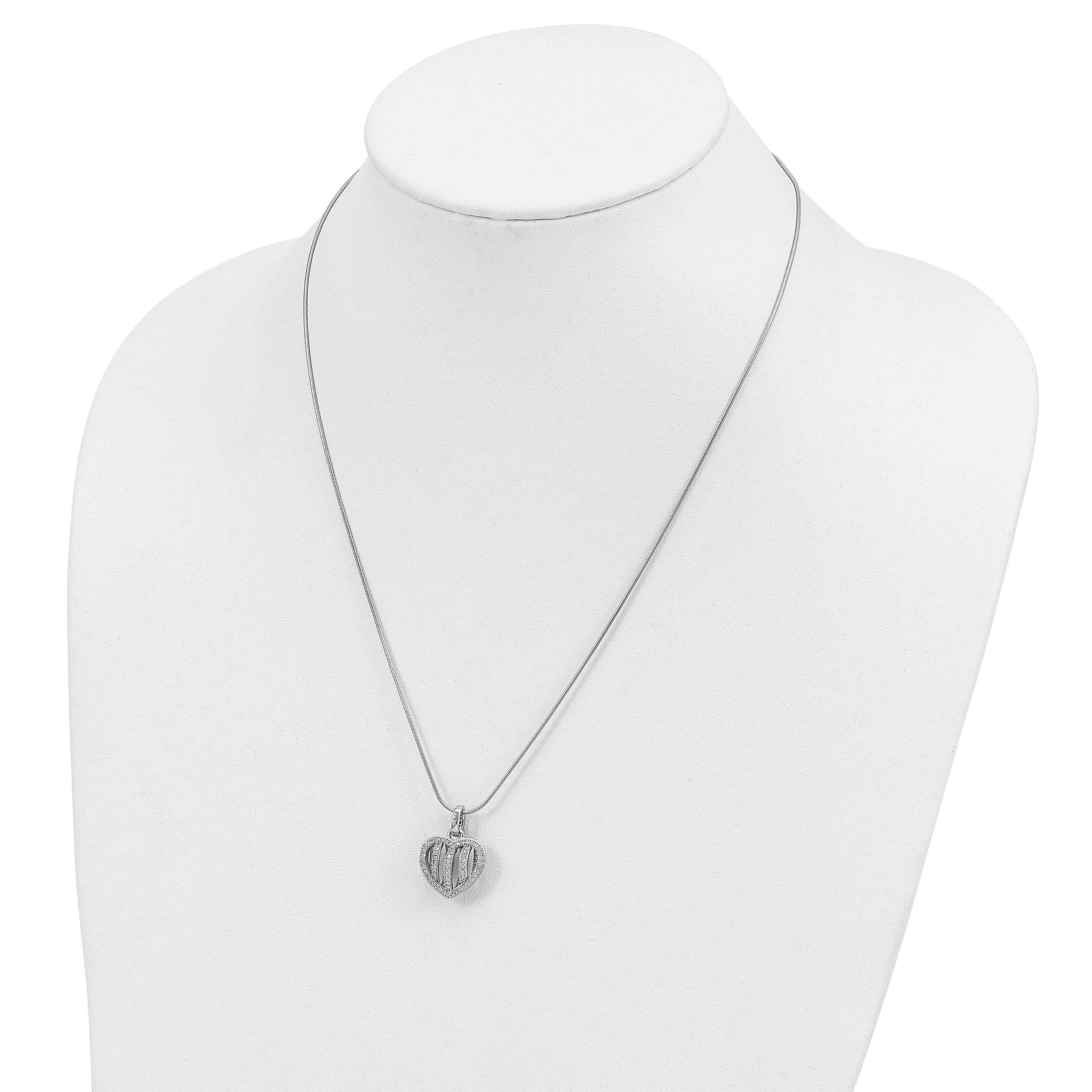 Cubic Zirconia Heart Necklace Silver
