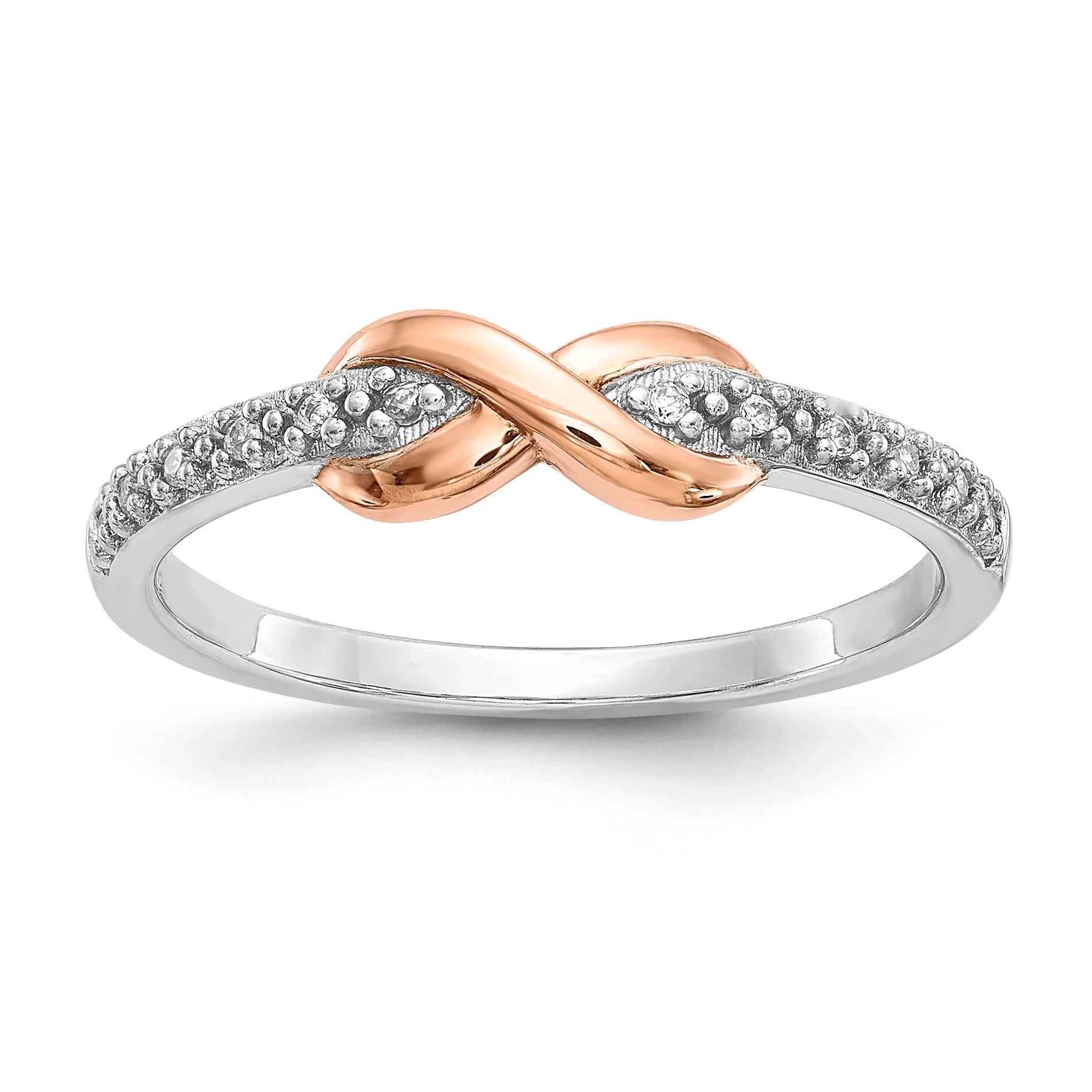 Two-Tone Silver Infinity Diamond Ring