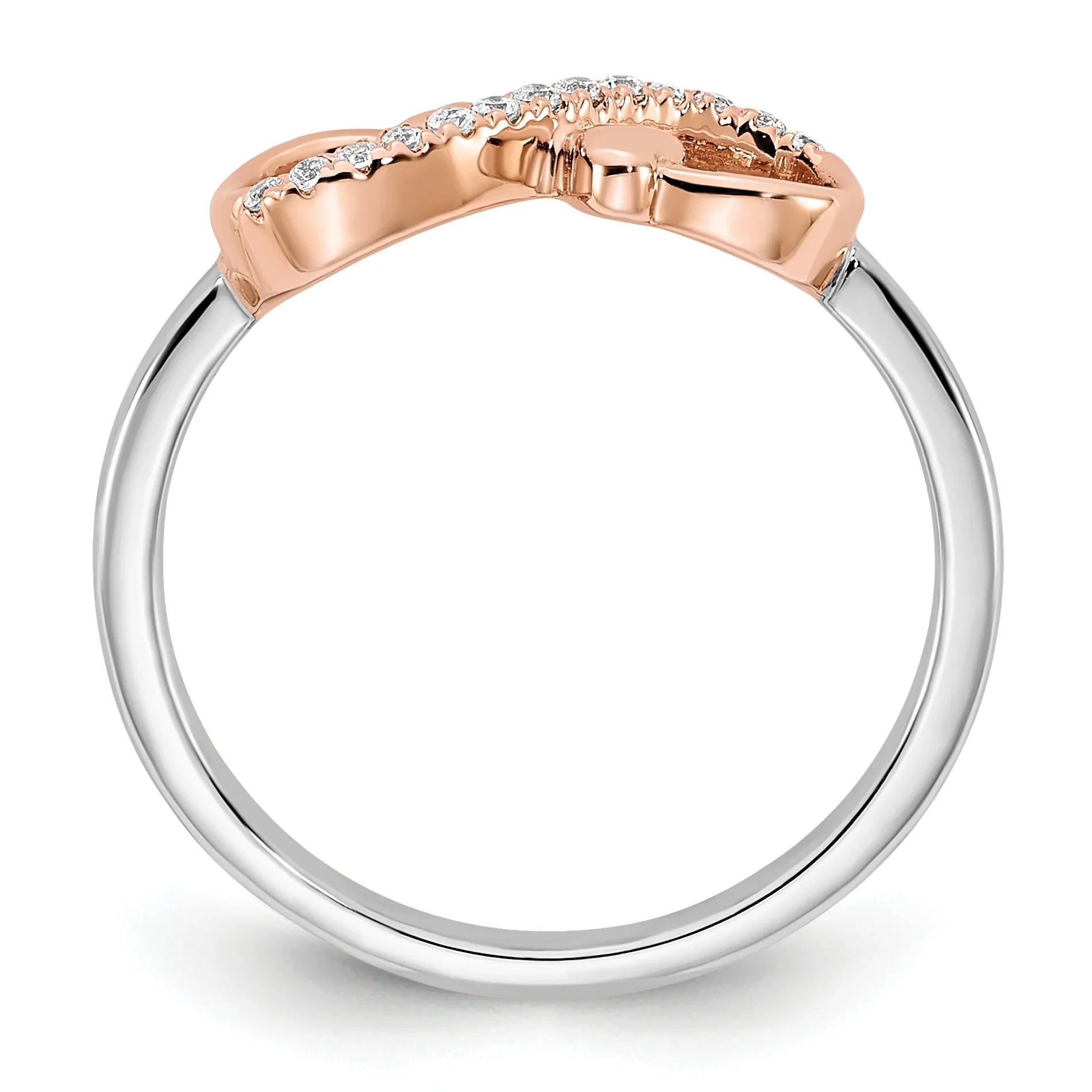 14K Two Tone Gold Infinity Heart Ring with Diamond Fine Color Jewels 10k Gold Infinity ring, gold infinity ring, infinity ring, QG