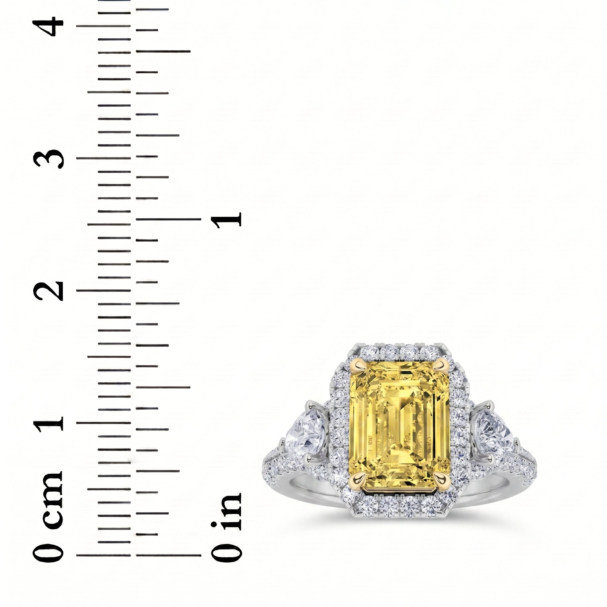 3Cttw Radiant Shaped Yellow Lab Grown Diamond (F/VS) Accented Three Stone Engagement Ring 14K Gold