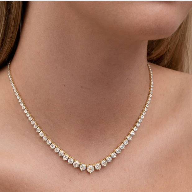 14K Yellow Gold Lab Grown Diamond Riviera Necklace