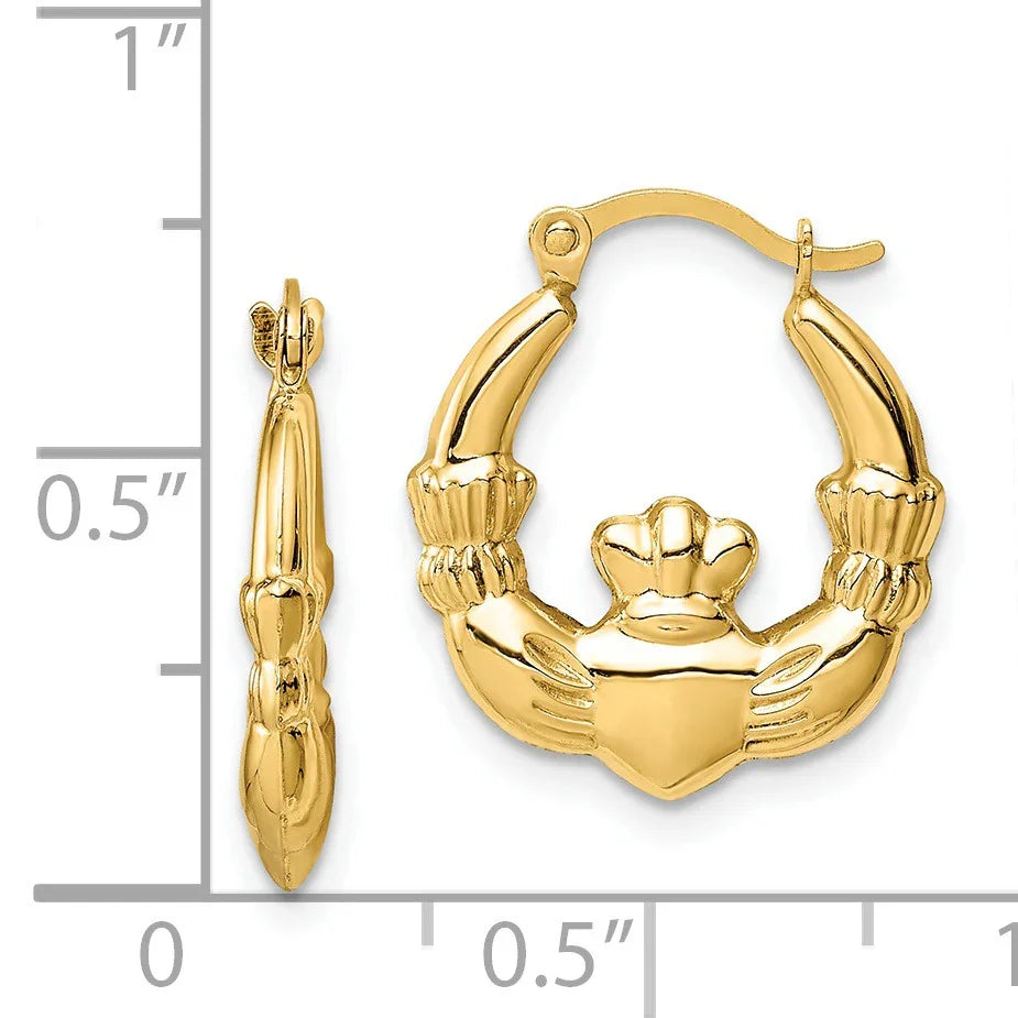 14k Claddagh Hoop Earrings Fine Color Jewels best first mothers day gift, claddagh earrings, claddagh earrings hoops, claddagh hoop earrings, first mothers day gift ideas, first mothers day gift ideas from husband, first time mothers day gifts, gold claddagh earrings, gold claddagh hoop earrings, gold Jewelry, irish claddagh earrings, large claddagh hoop earrings, Mother's Day Gift Ideas for Wife from Husband, mother's day gifts for first time moms, Mother's Day Gifts from Husband, QG
