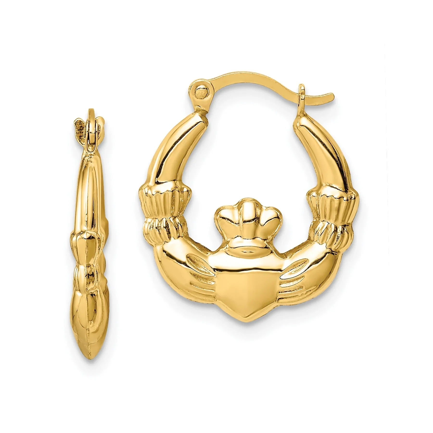 14k Claddagh Hoop Earrings Fine Color Jewels best first mothers day gift, claddagh earrings, claddagh earrings hoops, claddagh hoop earrings, first mothers day gift ideas, first mothers day gift ideas from husband, first time mothers day gifts, gold claddagh earrings, gold claddagh hoop earrings, gold Jewelry, irish claddagh earrings, large claddagh hoop earrings, Mother's Day Gift Ideas for Wife from Husband, mother's day gifts for first time moms, Mother's Day Gifts from Husband, QG