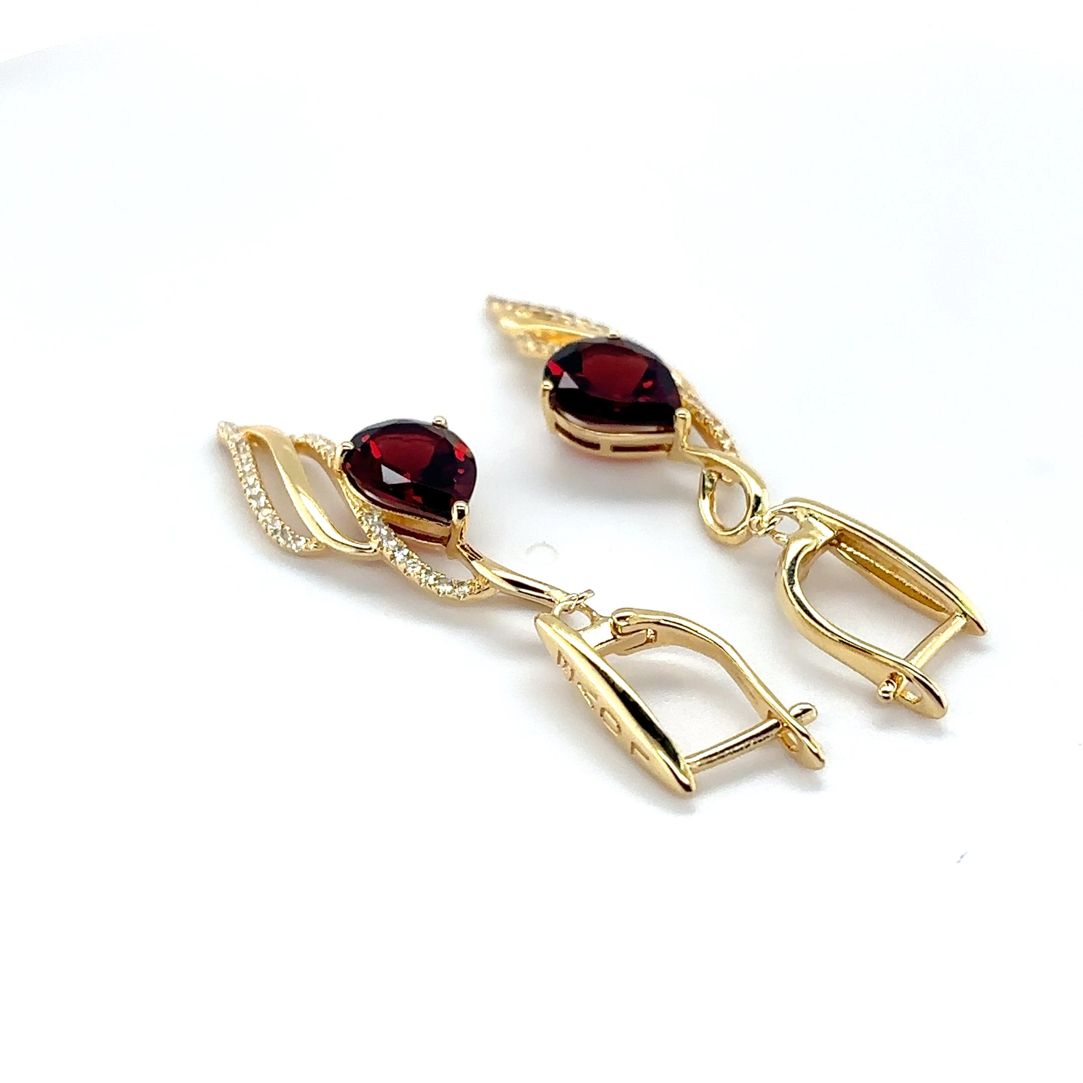 Red Natural Garnet Sterling Silver Earrings