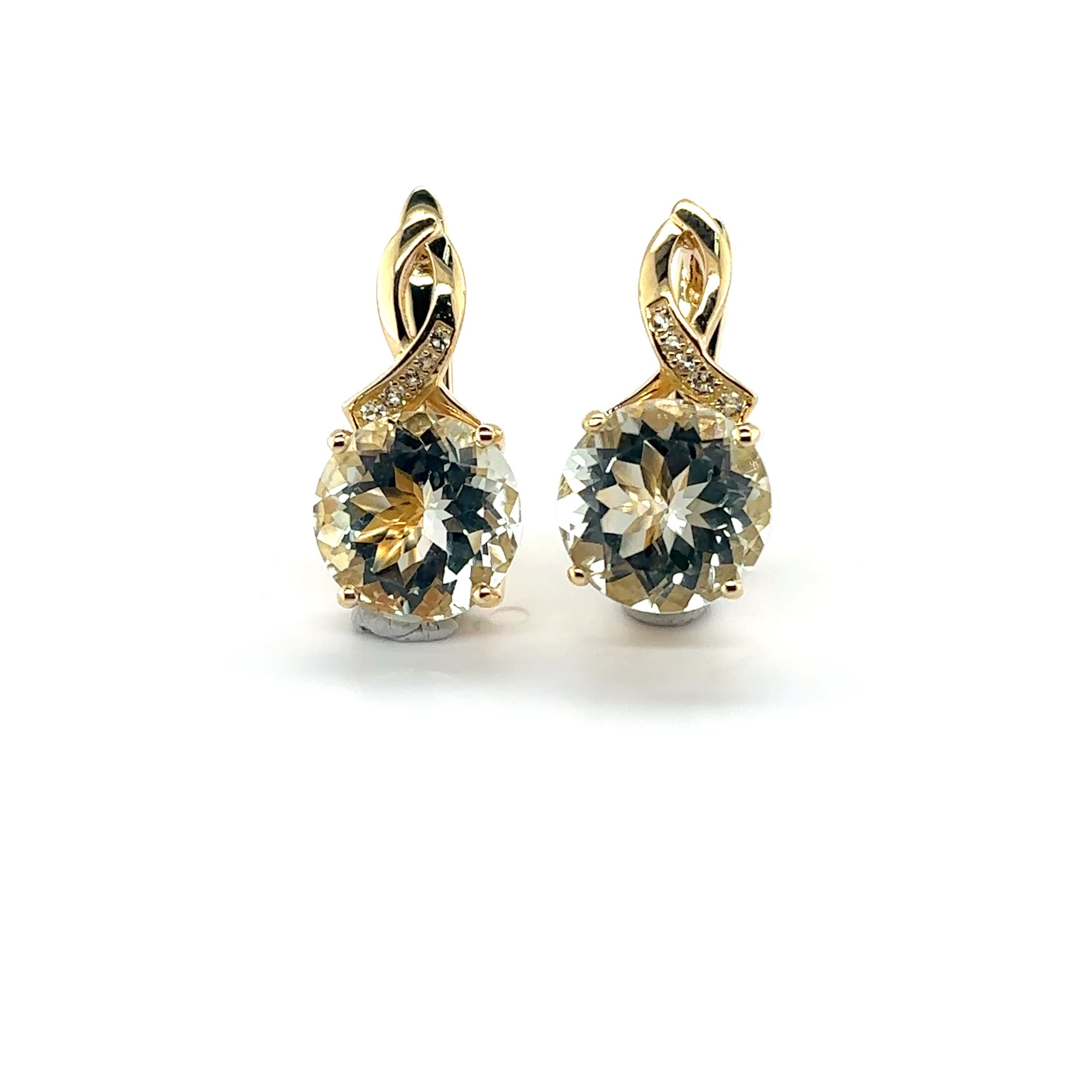 Natural Green Prasiolite Earrings Sterling Silver