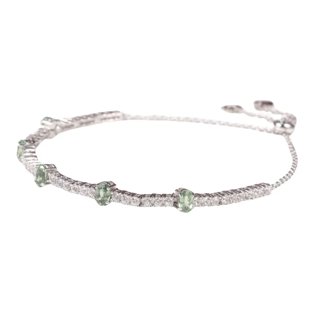 Bracelet ajustable en saphir vert
