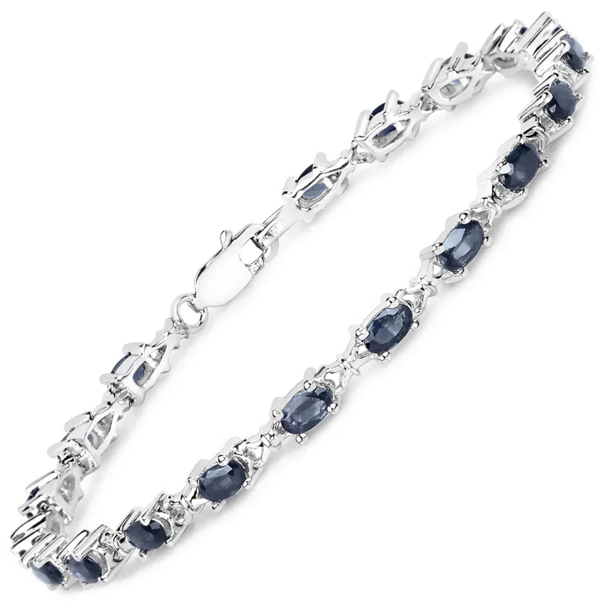 Genuine Blue Sapphire Silver Tennis Bracelet