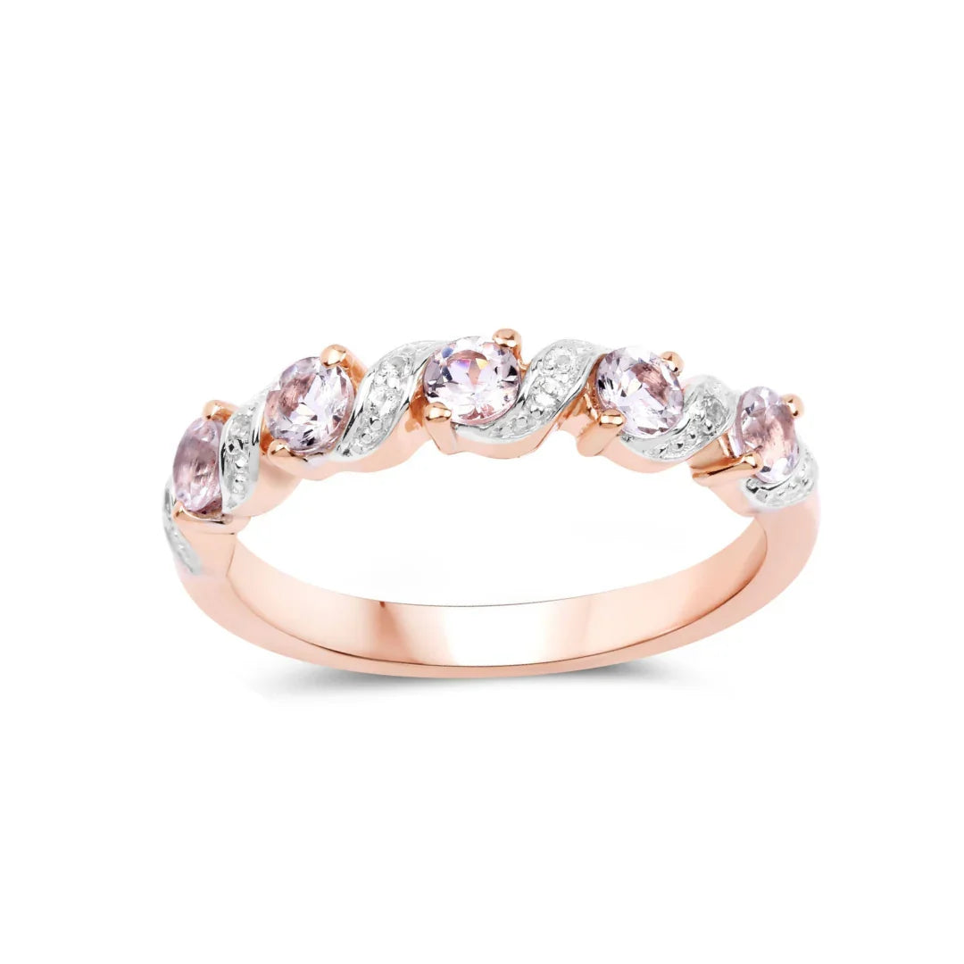 Peach Genuine Morganite 5 Stone Ring