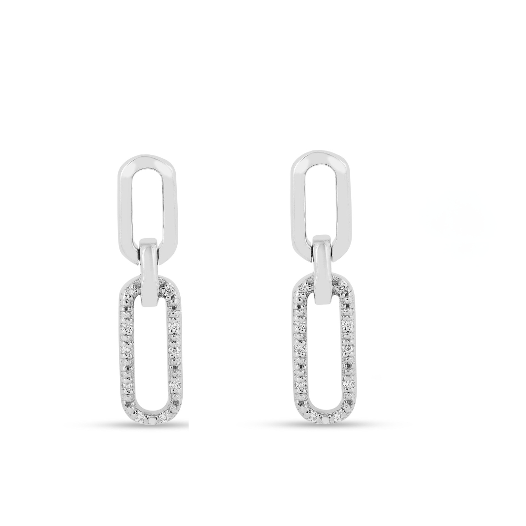 Lab Diamond Open Rectangle Drop Earrings
