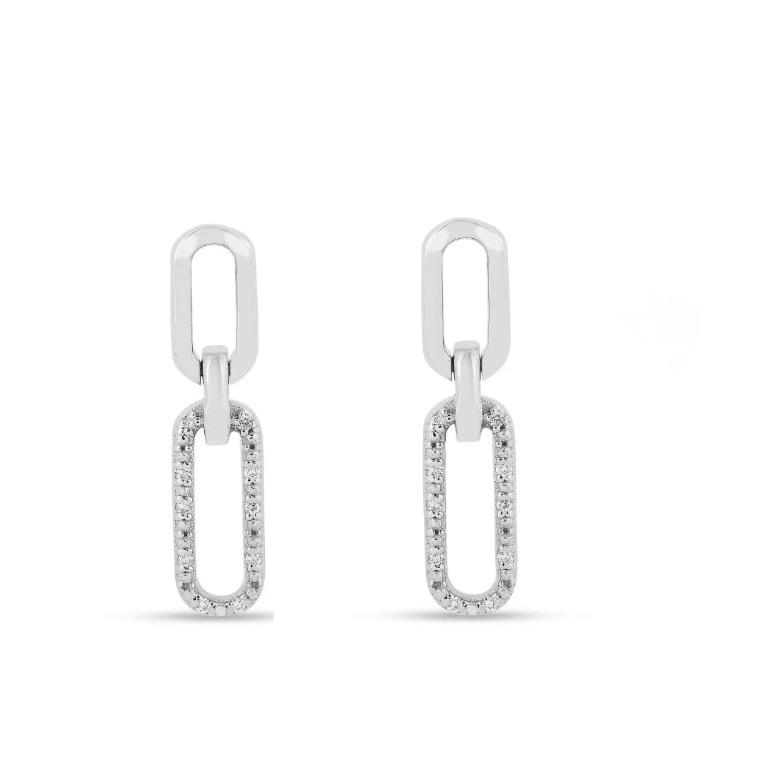 Lab Diamond Open Rectangle Drop Earrings
