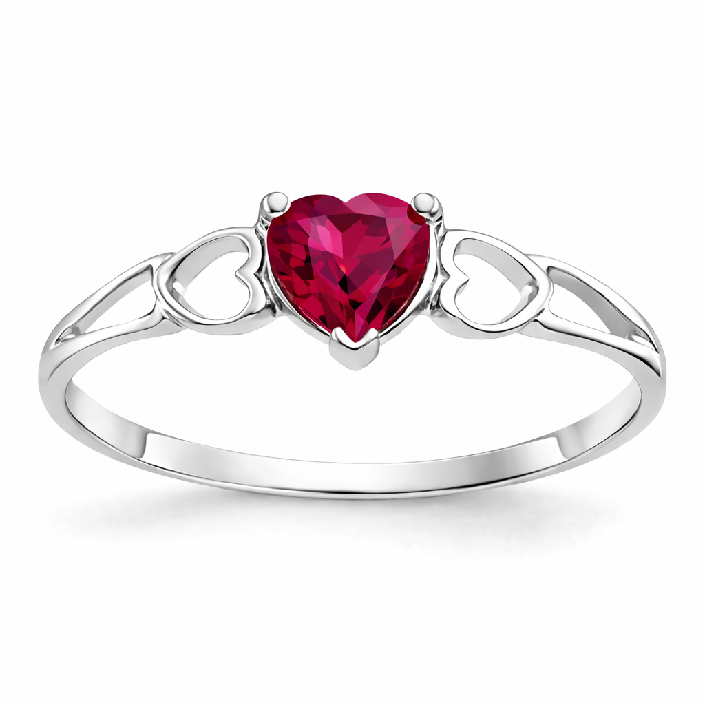 Gold Genuine Heart Birthstone Ring
