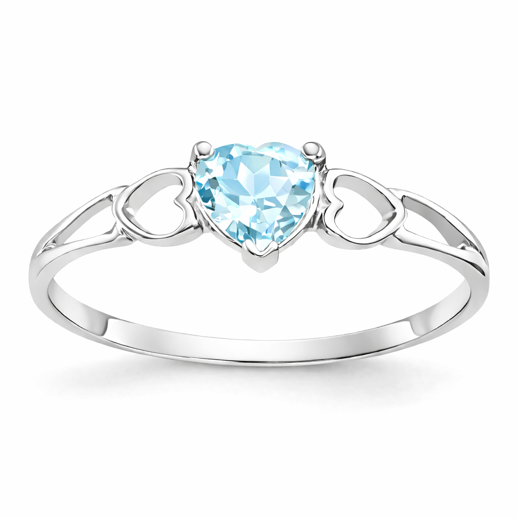 Gold Genuine Heart Birthstone Ring