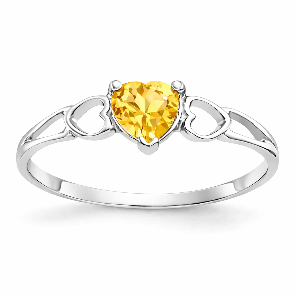 Gold Genuine Heart Birthstone Ring