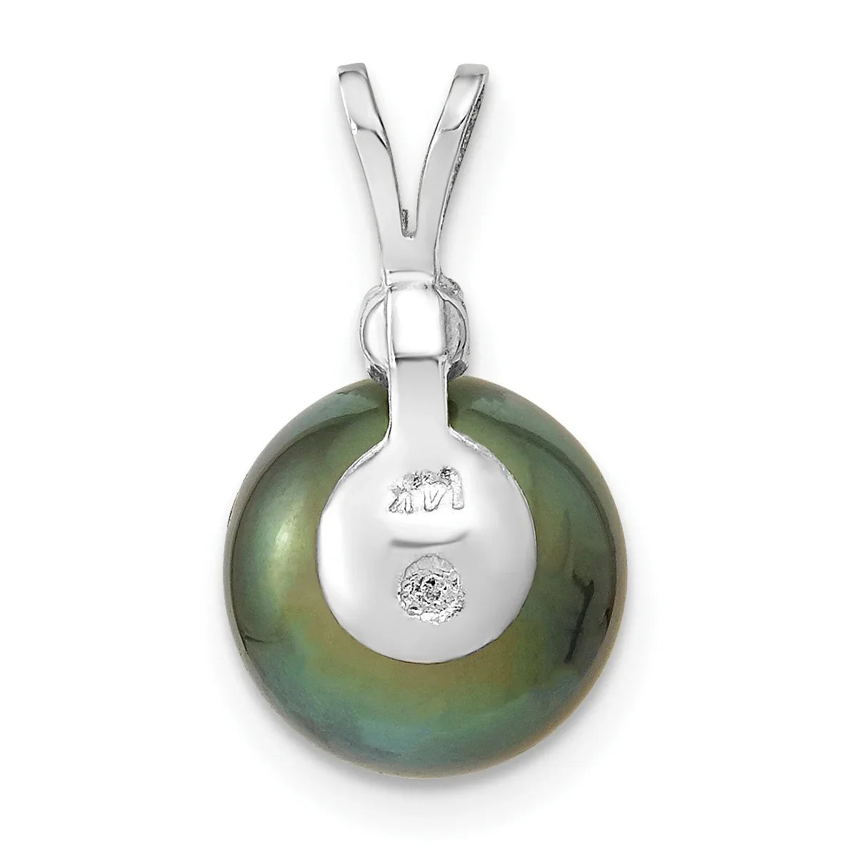 14k Gold Round Black Tahitian Pearl Diamond Pendant Fine Color Jewels QG, tahiti pearl pendant, tahitian black pearl pendant, tahitian pendant