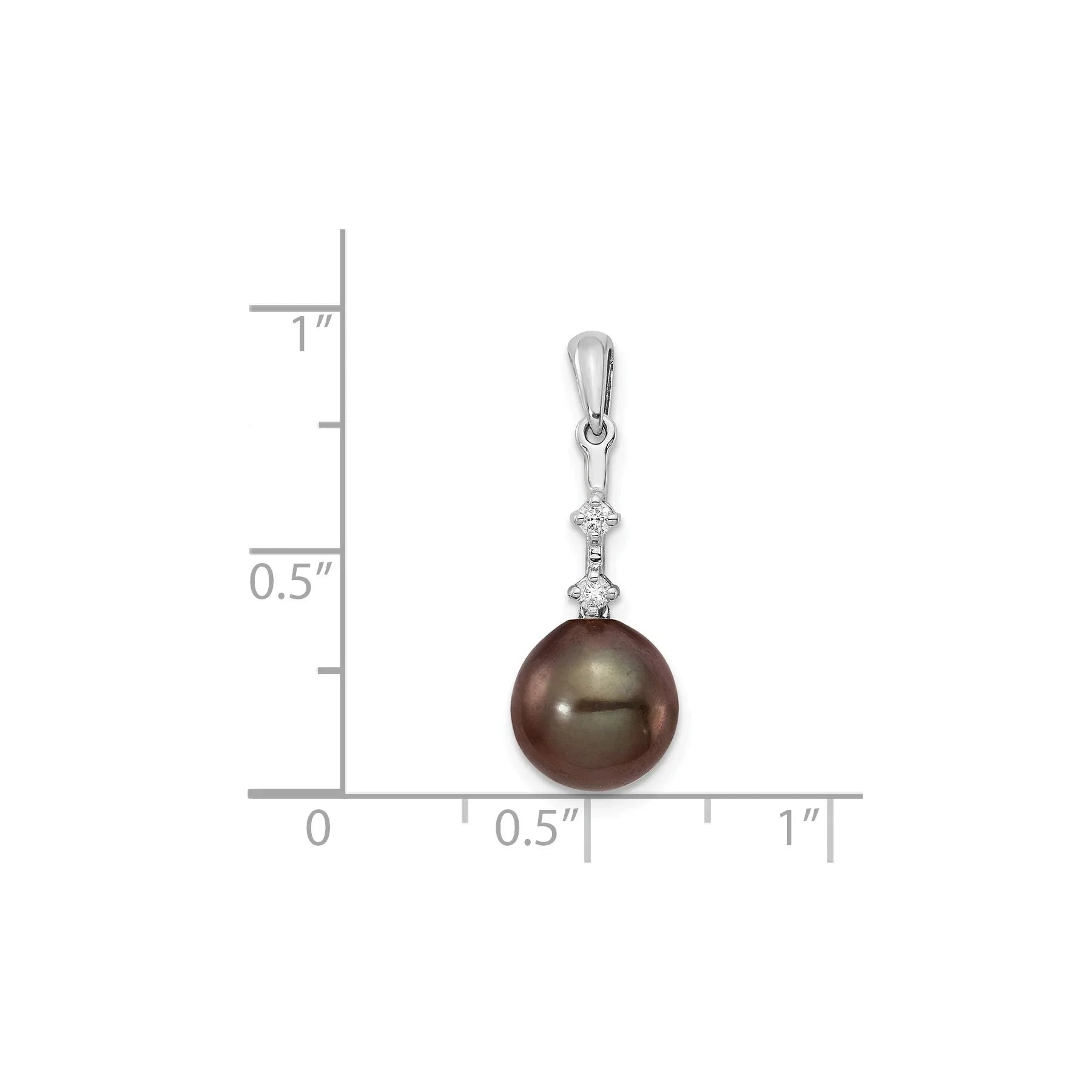 14k White Gold Black Pearl Tahitian Diamond Pendant Fine Color Jewels QG, tahiti pearl pendant, tahitian black pearl pendant, tahitian pendant
