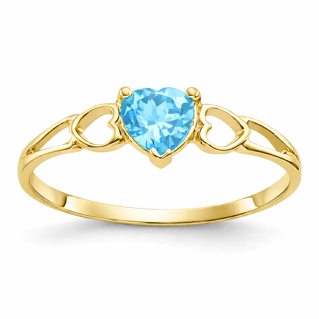 Gold Genuine Heart Birthstone Ring