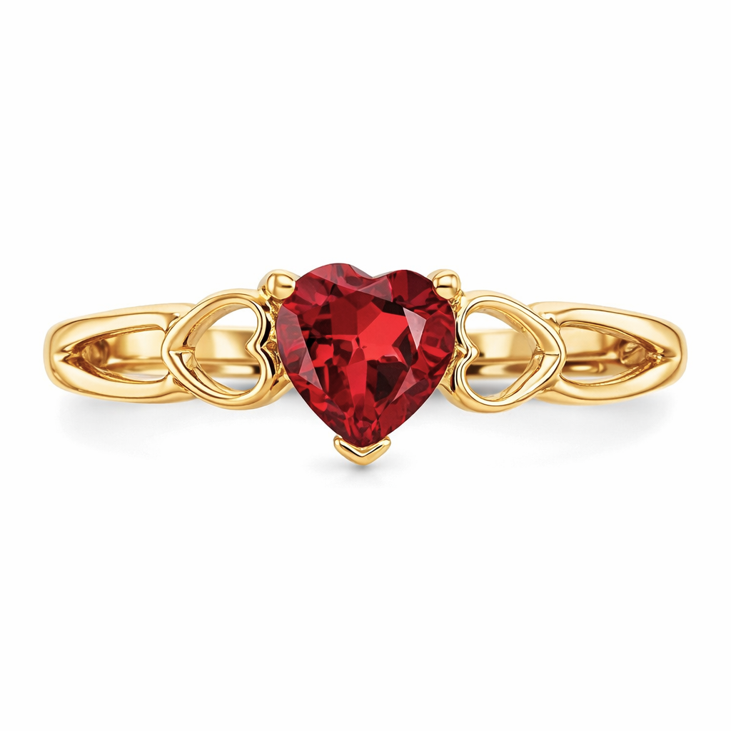Gold Genuine Heart Birthstone Ring