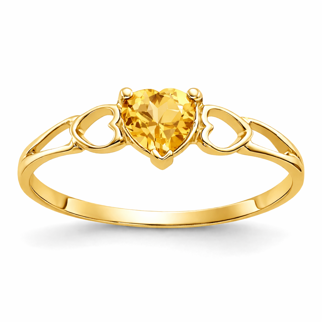 Gold Genuine Heart Birthstone Ring