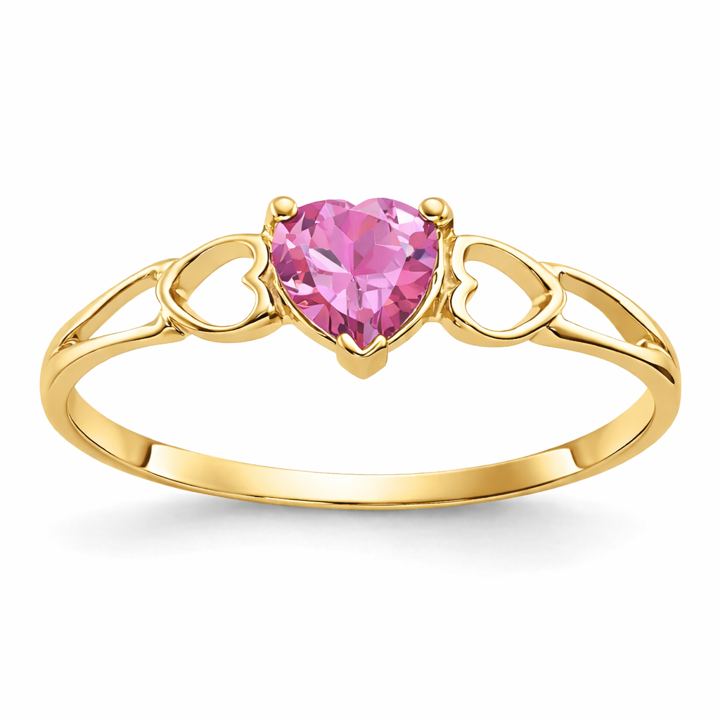 Gold Genuine Heart Birthstone Ring