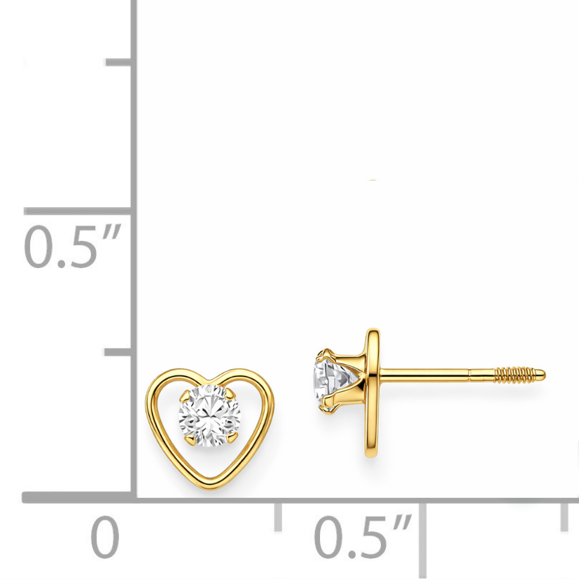 14k Yellow Gold Birthstone Heart Stud Earrings