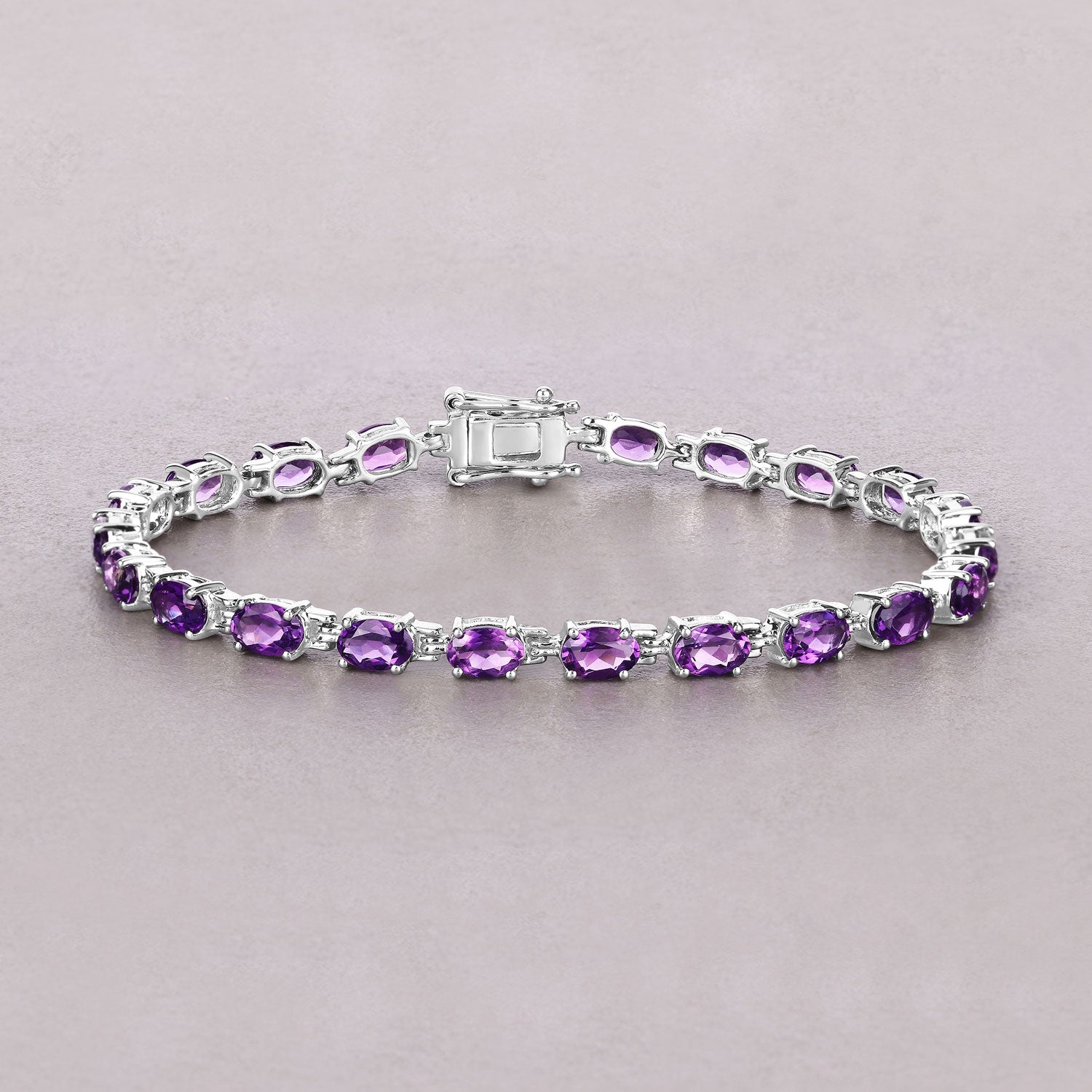Natural Purple Amethyst Silver Tennis Bracelet Womens