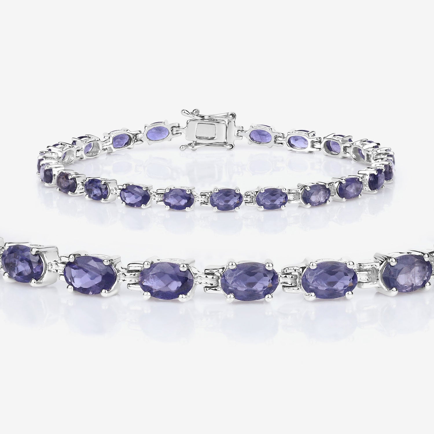 Genuine Iolite Silver Tennis Bracelet