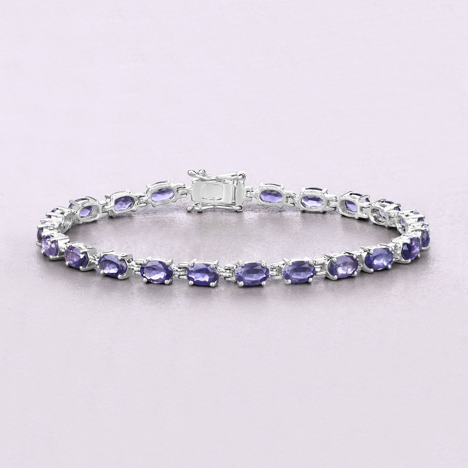 Genuine Iolite Silver Tennis Bracelet