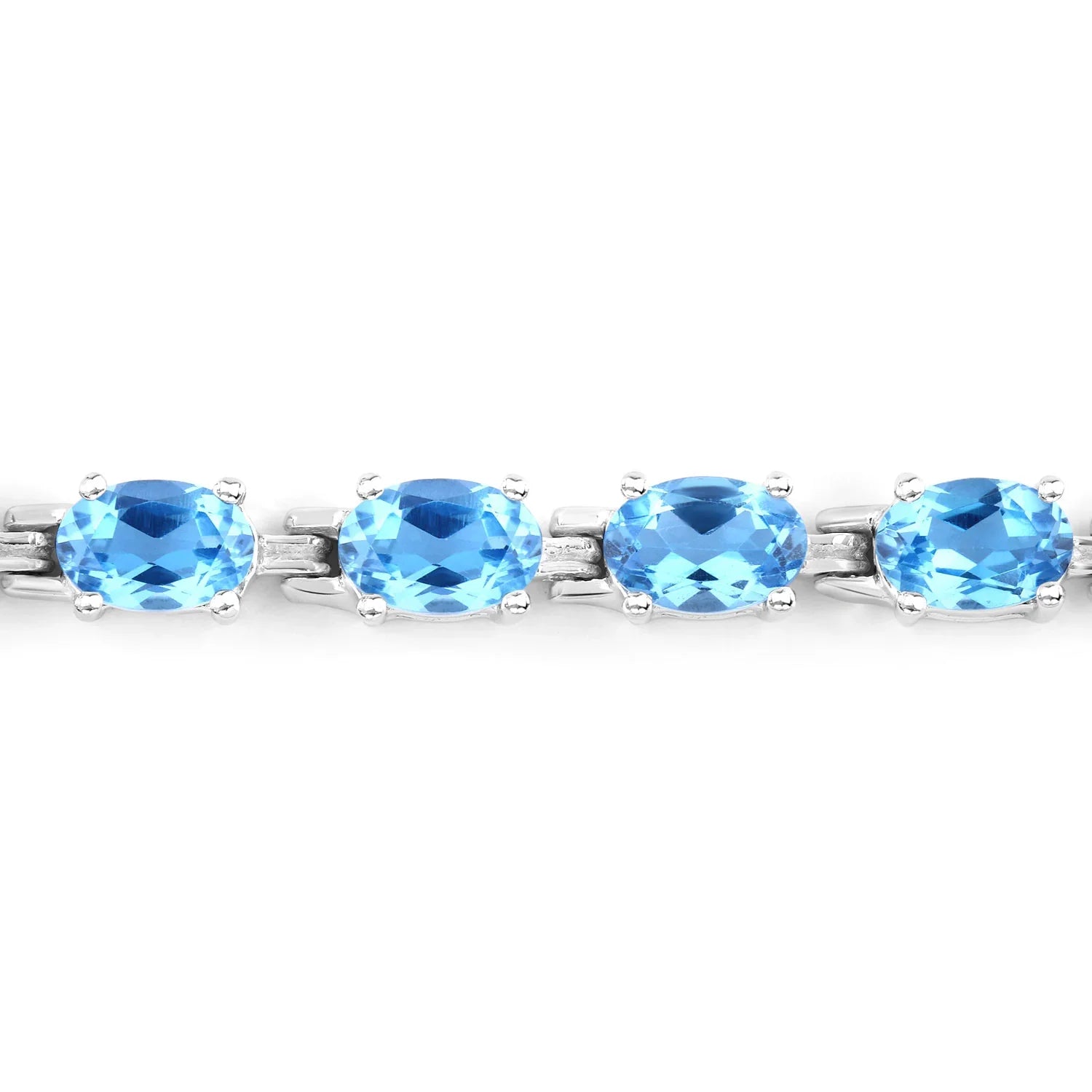 Genuine Swiss Blue Topaz Tennis Bracelet Silver